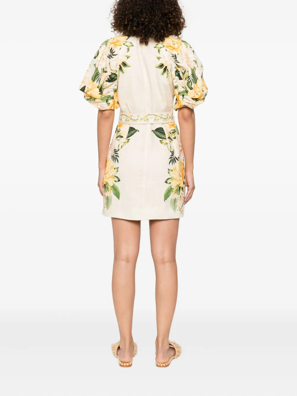 FARM Rio Garden Cascade mini-jurk Beige