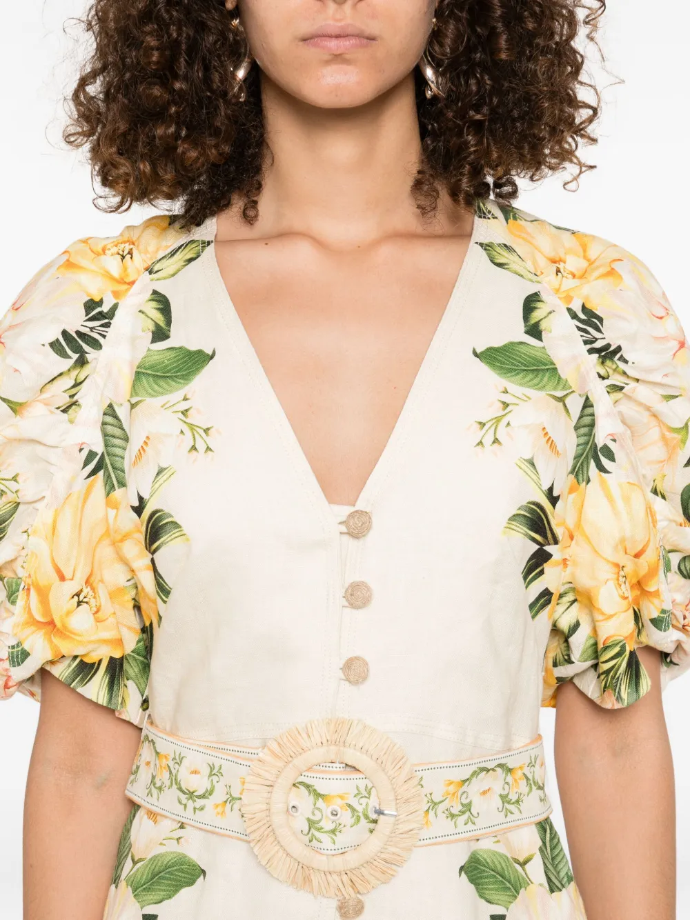 FARM Rio Garden Cascade mini-jurk Beige