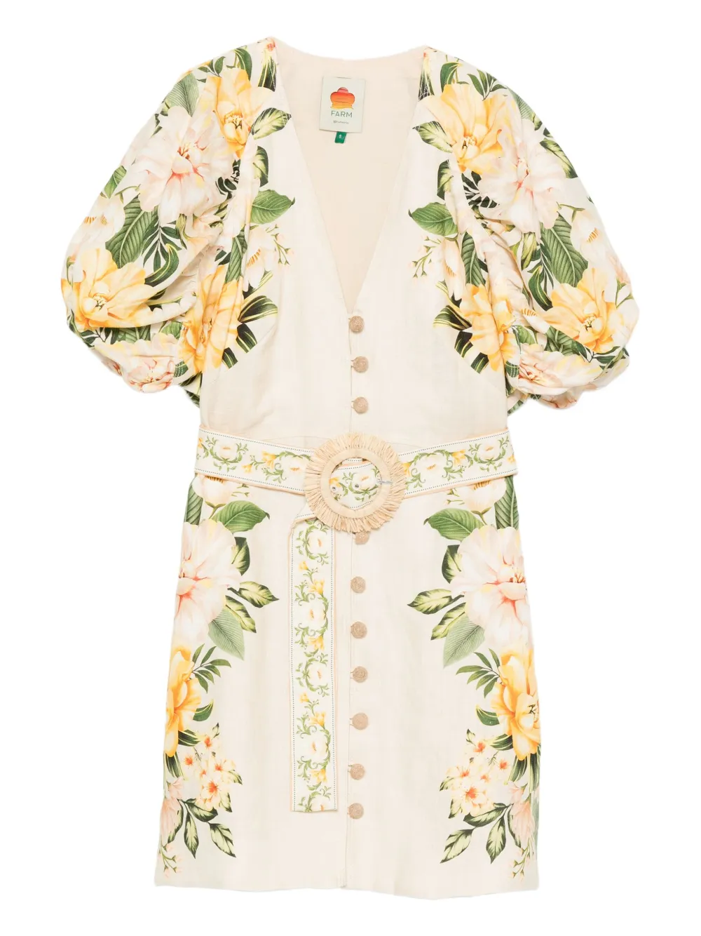 FARM Rio Garden Cascade mini dress | Neutrals | Image 1