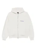 Balenciaga logo-embroidered zip-up hoodie - Neutrals