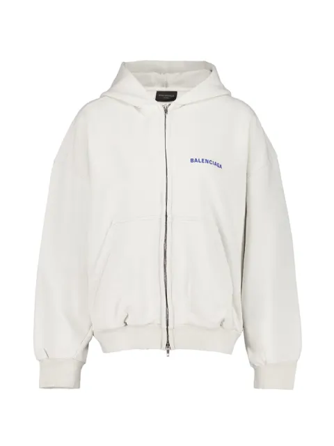 Balenciaga logo-embroidered zip-up hoodie