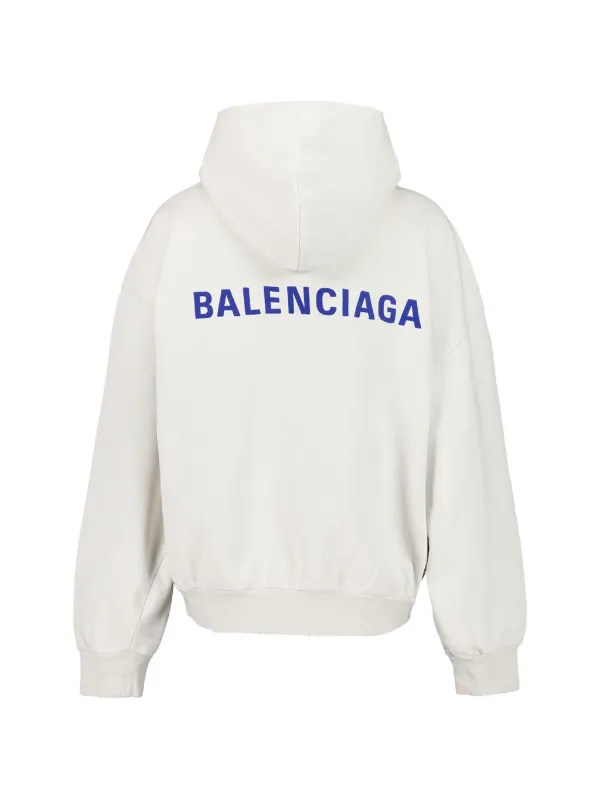 BALENCIAGA ホワイト スウェット New Balenciaga Back Hoodie ミディアムフィット で オフホワイト