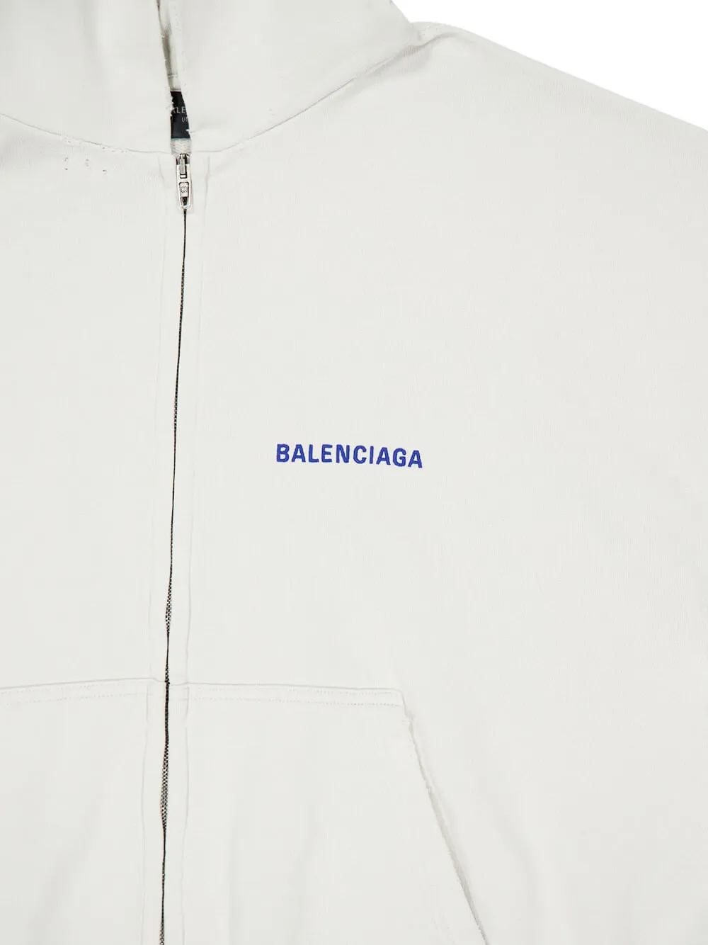Balenciaga logo-embroidered zip-up Hoodie | White | FARFETCH