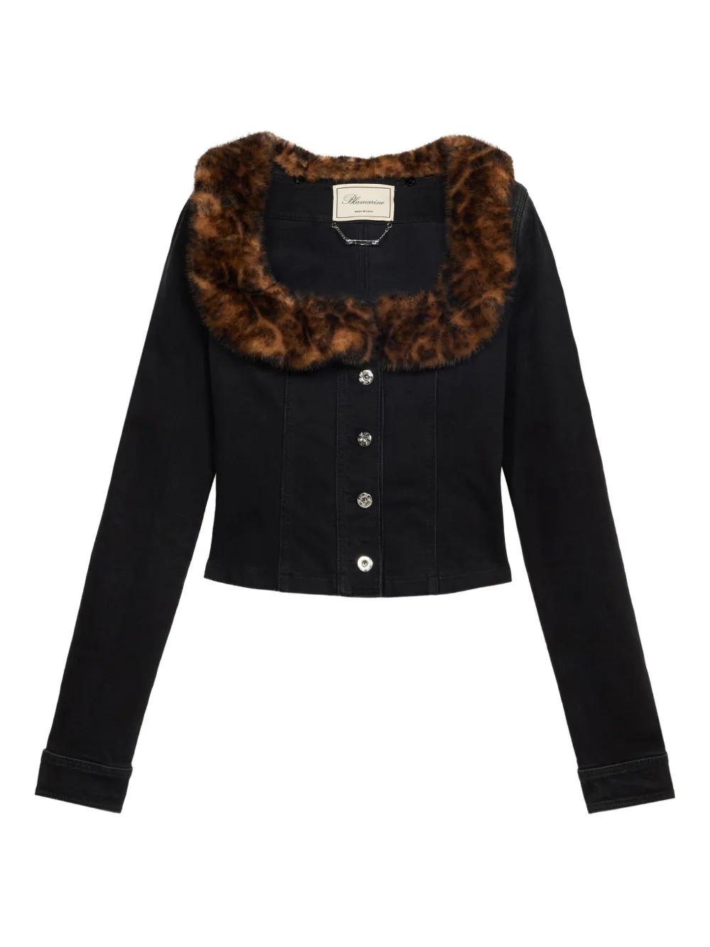 Blumarine faux-fur collar denim jacket | Black | Image 1