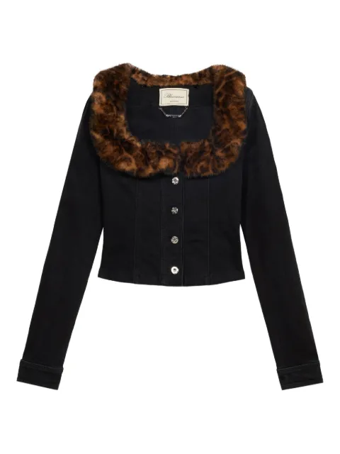 Blumarine faux-fur collar denim jacket