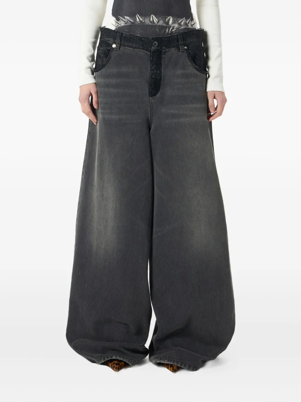 Blumarine Jeans met wijde pijpen Grijs