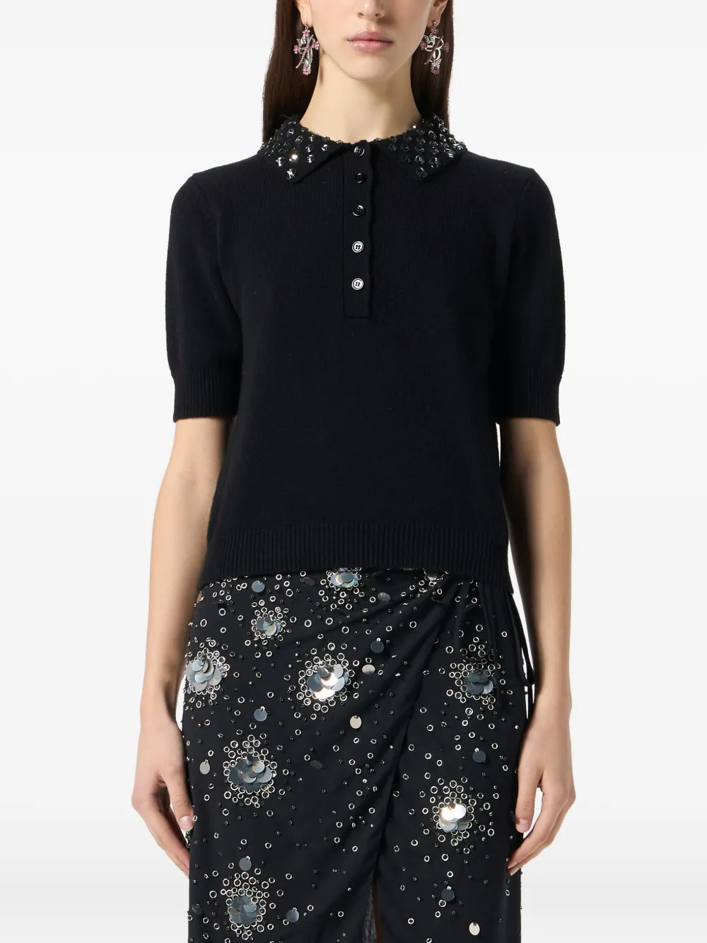 Blumarine Poloshirt met borduurwerk Zwart