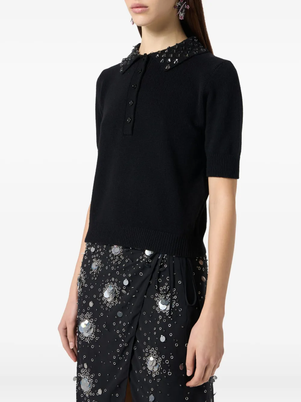 Blumarine Poloshirt met borduurwerk Zwart