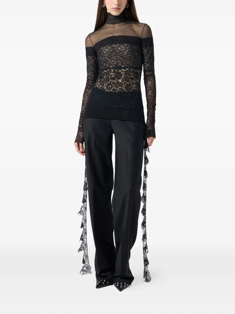 Blumarine lace-detail trousers | Tapered Pants | Image 2