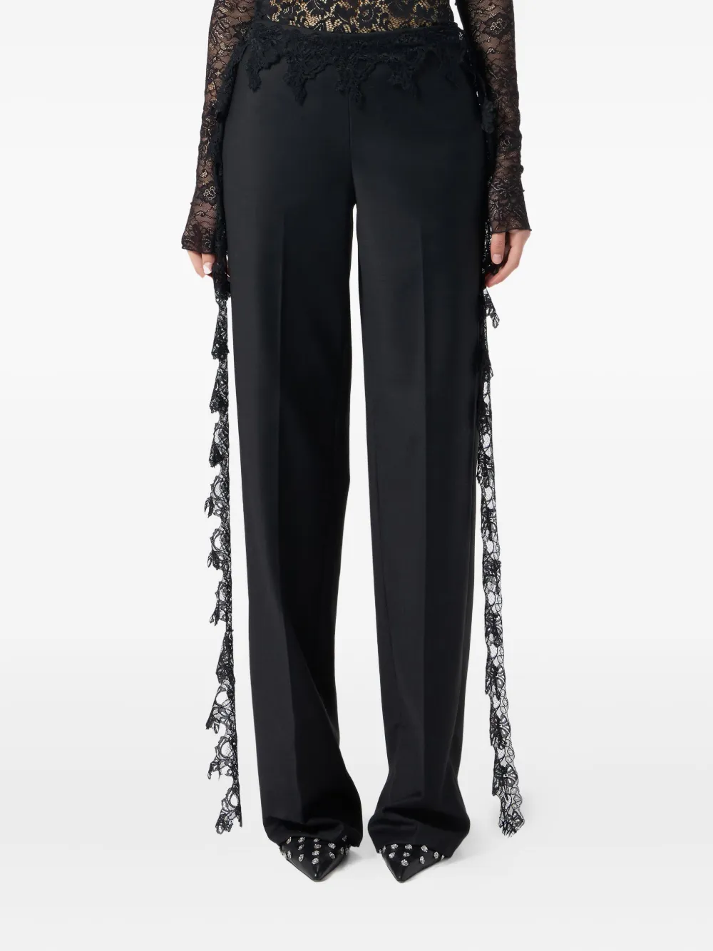 Blumarine Broek met kanten detail Zwart