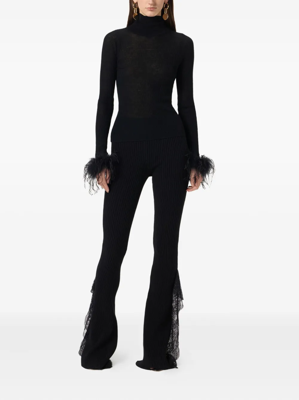 Blumarine Broek met kanten detail Zwart