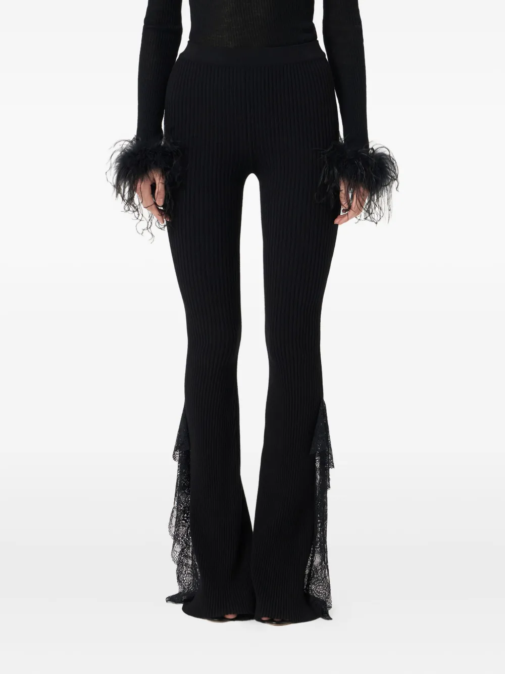Blumarine Broek met kanten detail Zwart