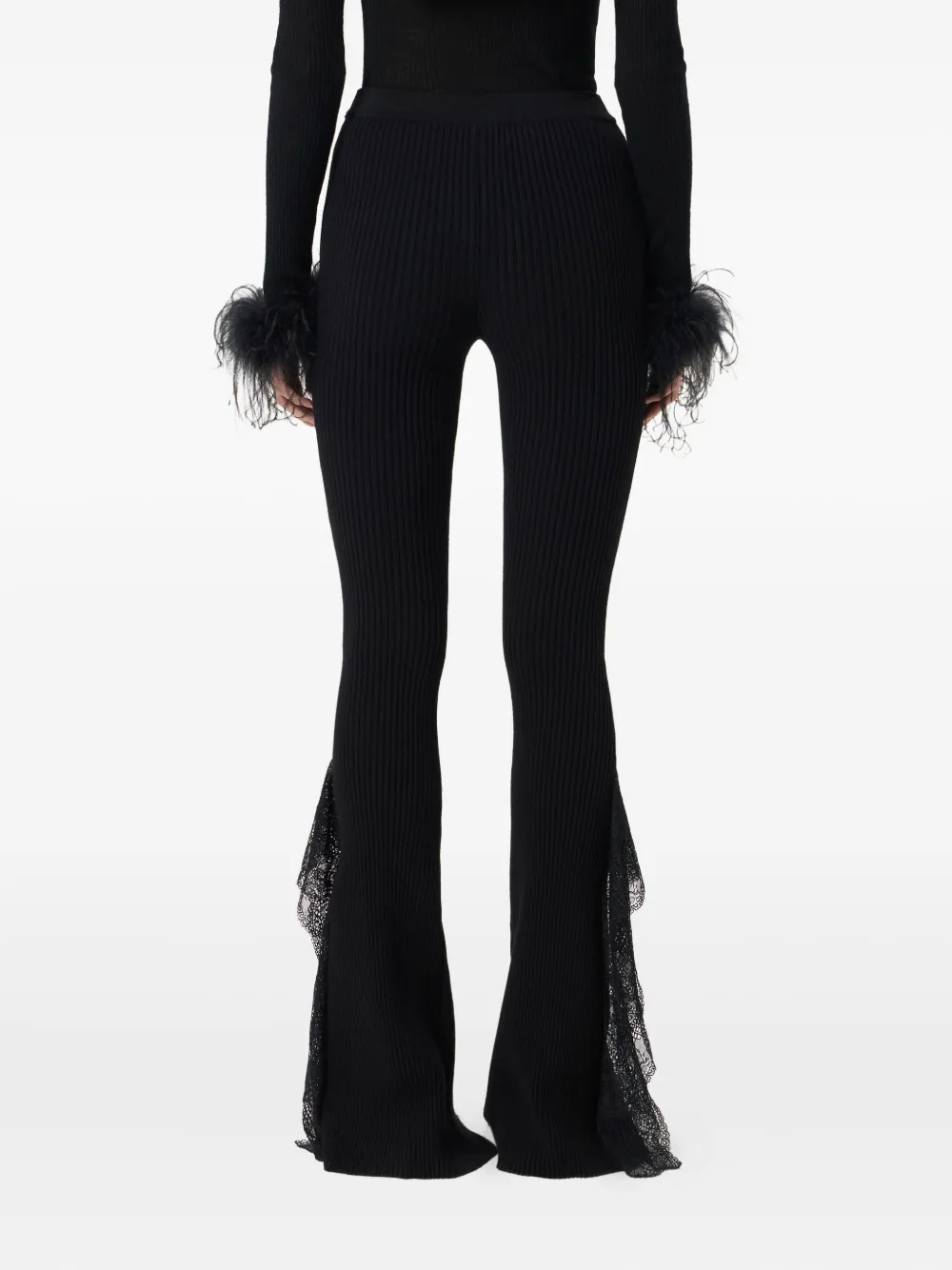 Blumarine Broek met kanten detail Zwart