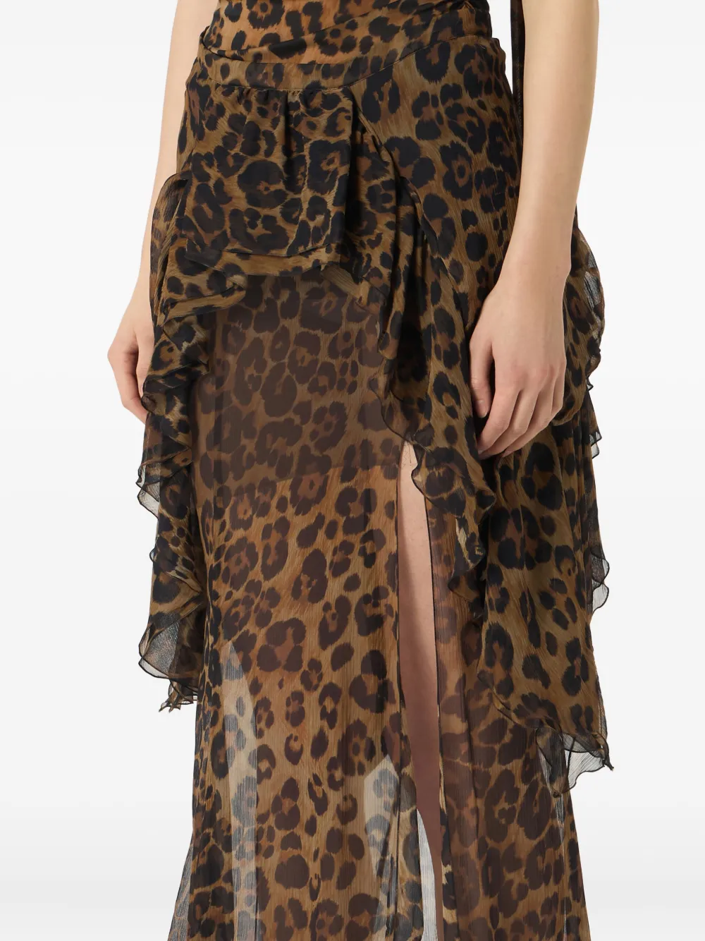 Blumarine Rok met ruches en print Bruin