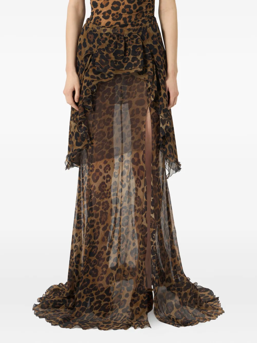 Blumarine Rok met ruches en print Bruin