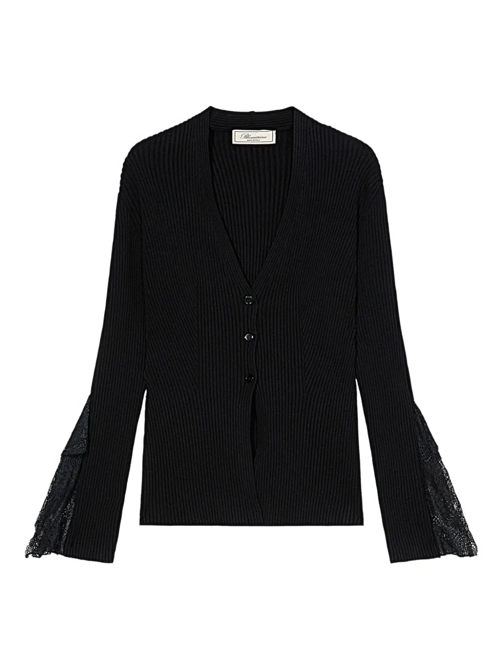 Blumarine Geribbeld vest met afwerking van kant Zwart