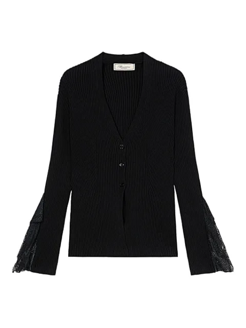 Blumarine ribbed lace-trimmed cardigan