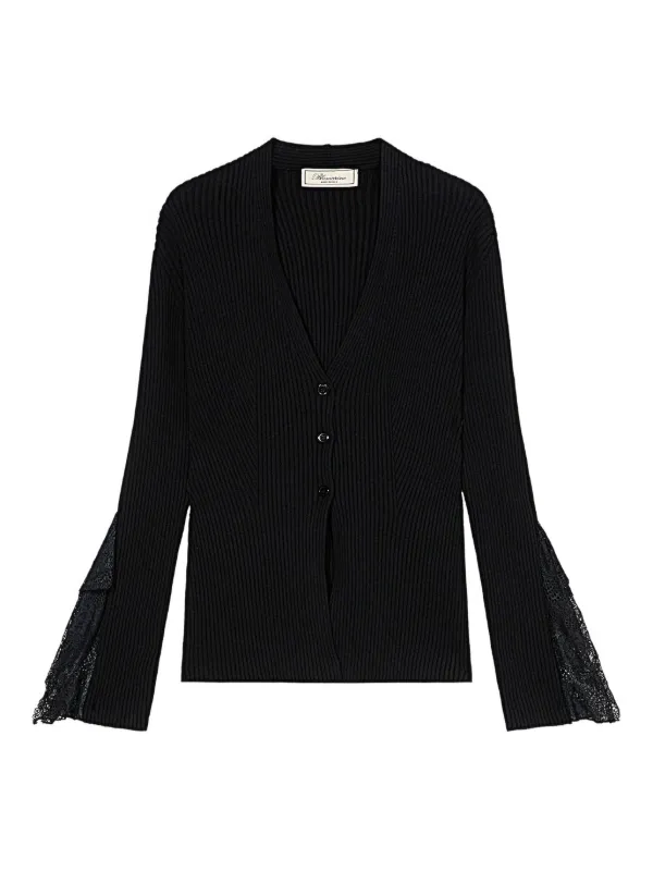 Blumarine レーストリム カーディガン | ブラック | FARFETCH JP