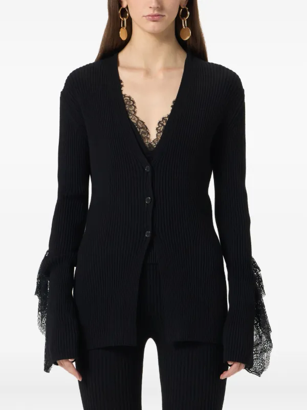 Blumarine レーストリム カーディガン | ブラック | FARFETCH JP