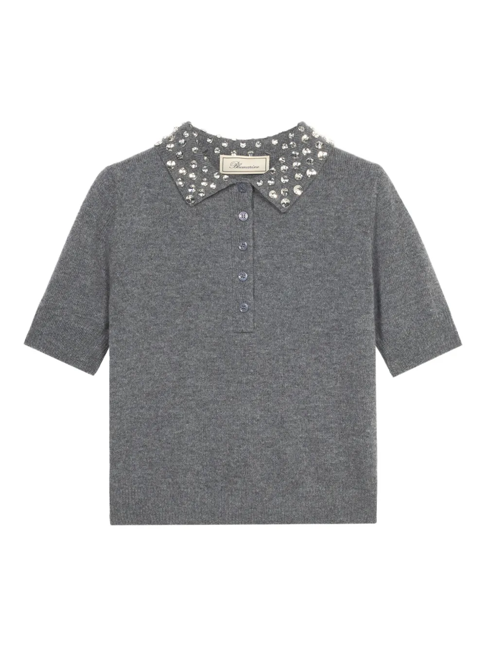 Blumarine Polotop met kraag met kralen Grijs
