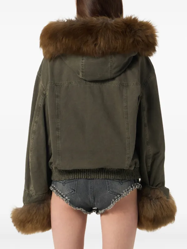 Blumarine fur-trimmed Bomber Jacket | Green | FARFETCH Blumarine fur-trimmed Bomber Jacket | Green | FARFETCH