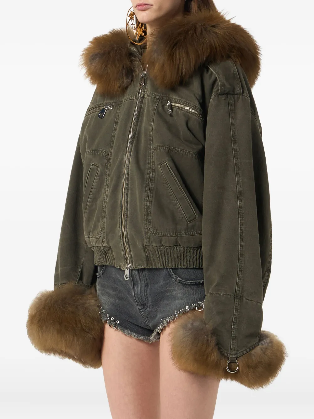 Blumarine Bomberjack met bontzoom Groen