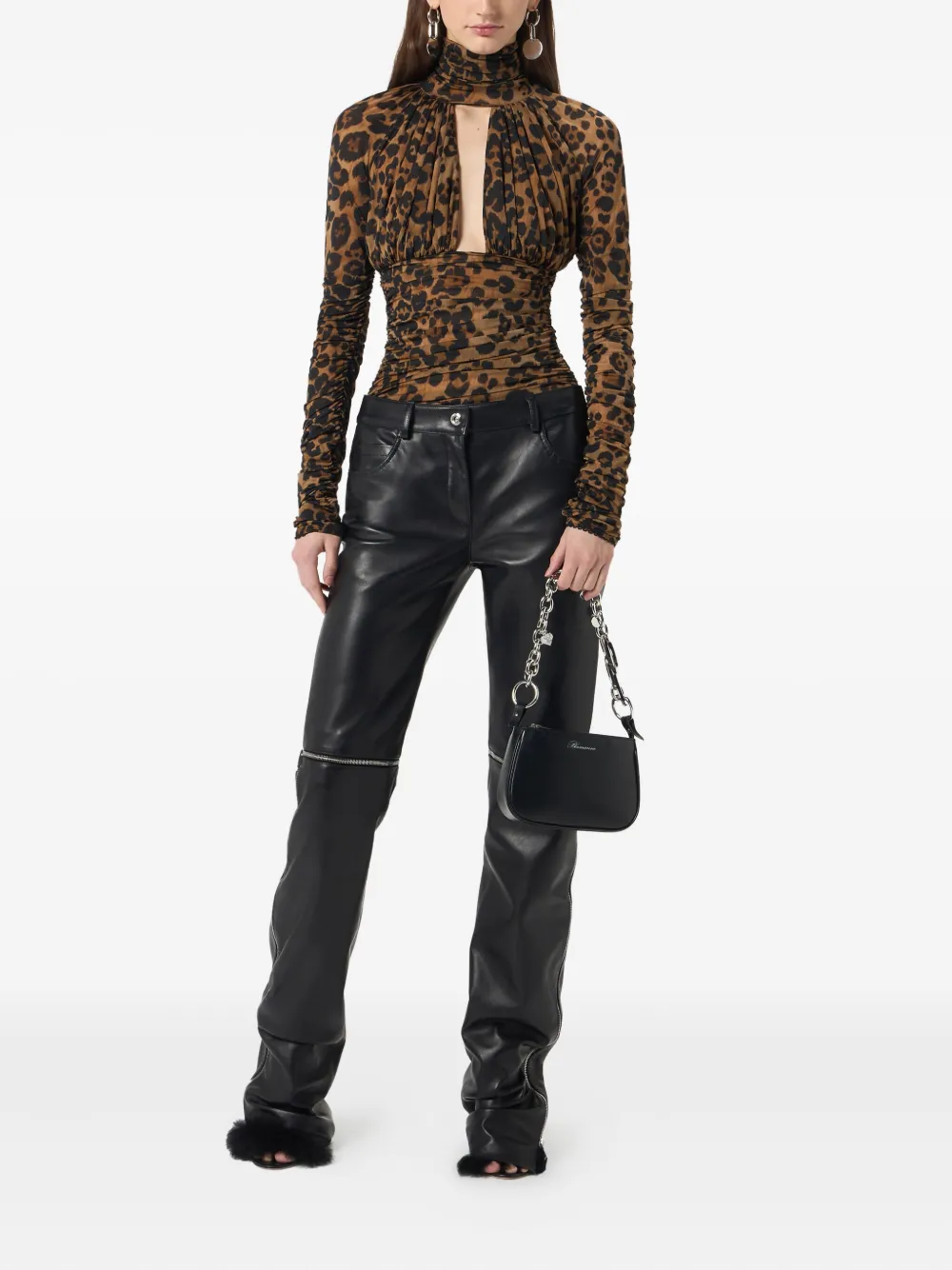 Blumarine leather zip-detail trousers | Straight-Leg Pants | Image 2