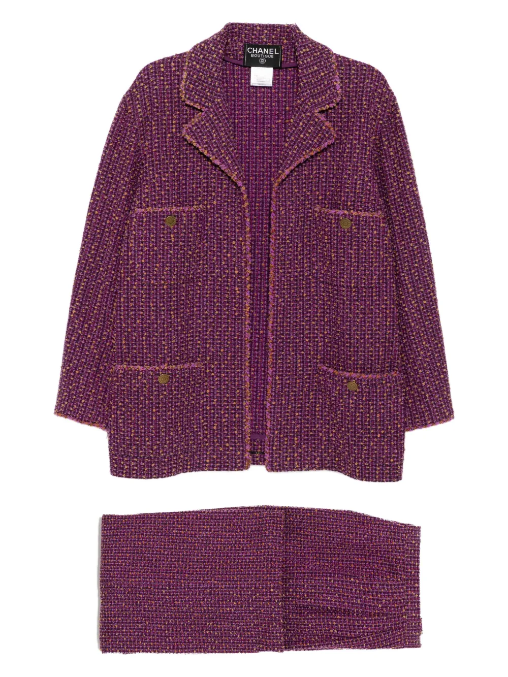 CHANEL Pre-Owned 1997 tweed suit | Purple | Image 1