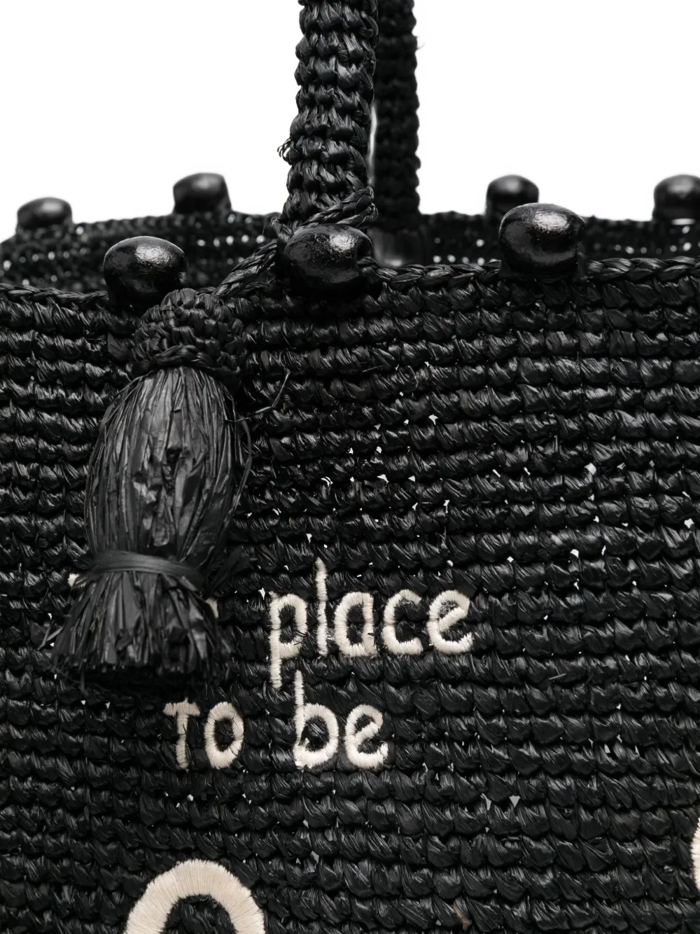 MC2 Saint Barth Raffia shopper met kralen Zwart