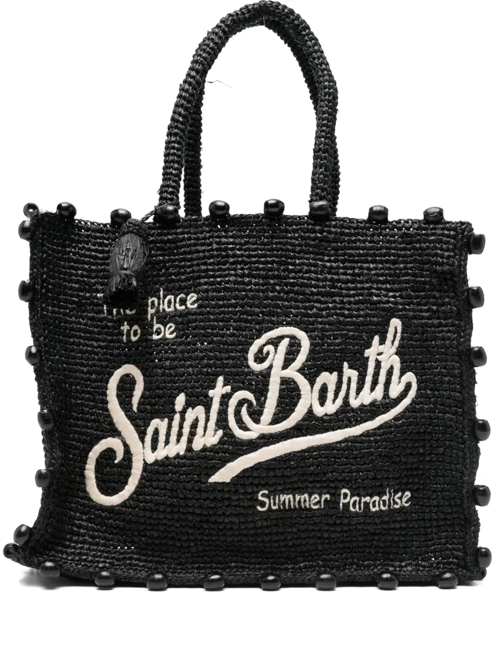 MC2 Saint Barth beaded raffia tote bag | Black | Image 1