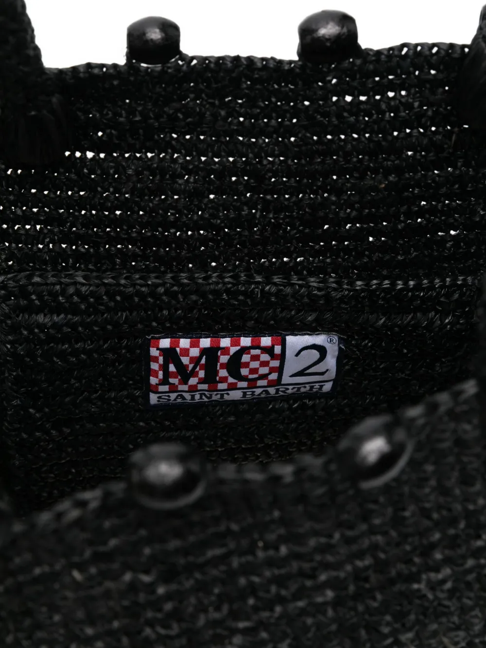 MC2 Saint Barth Raffia shopper met kralen Zwart
