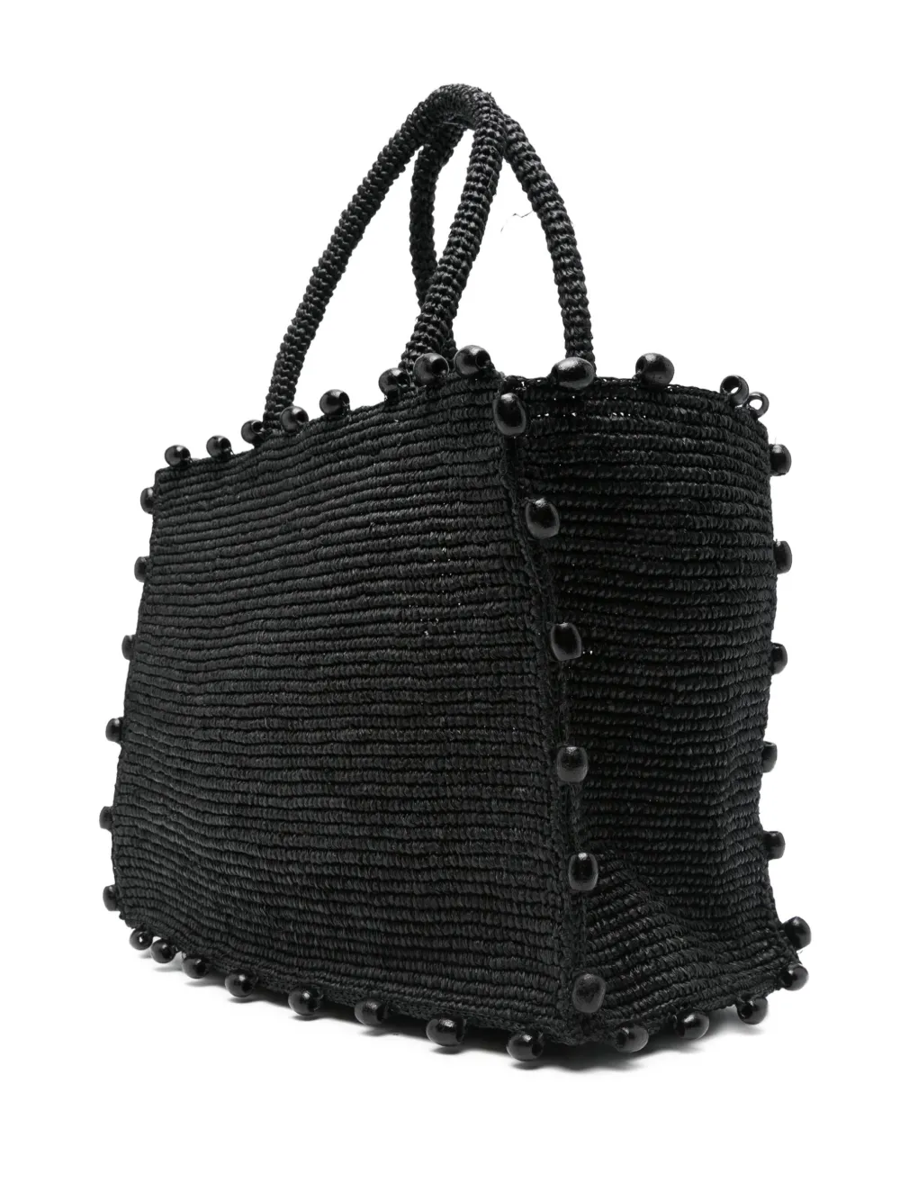 MC2 Saint Barth Raffia shopper met kralen Zwart