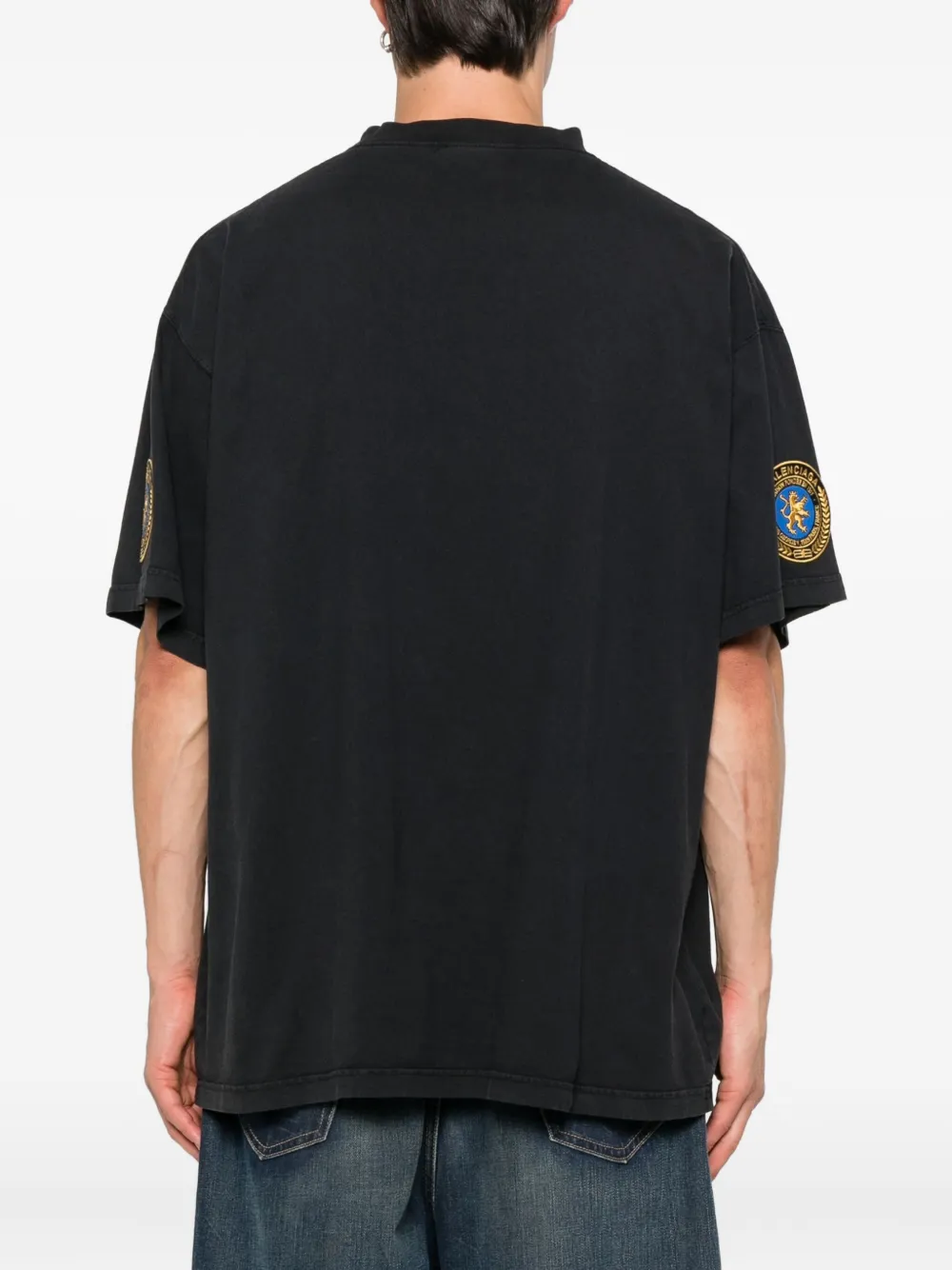Balenciaga T-shirt met geborduurd logo en patch op de mouw Zwart