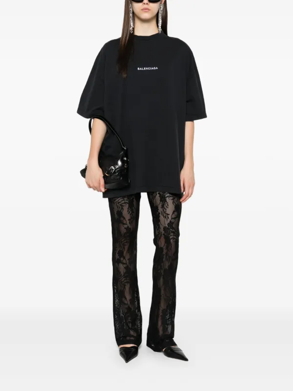 Balenciaga logo-embroidered sleeve-patch t-shirt | Black | FARFETCH CA