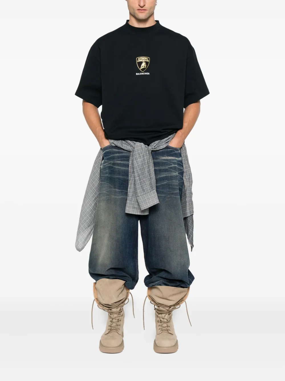 Balenciaga Automobili katoenen T-shirt met Lamborghini-embleem Zwart