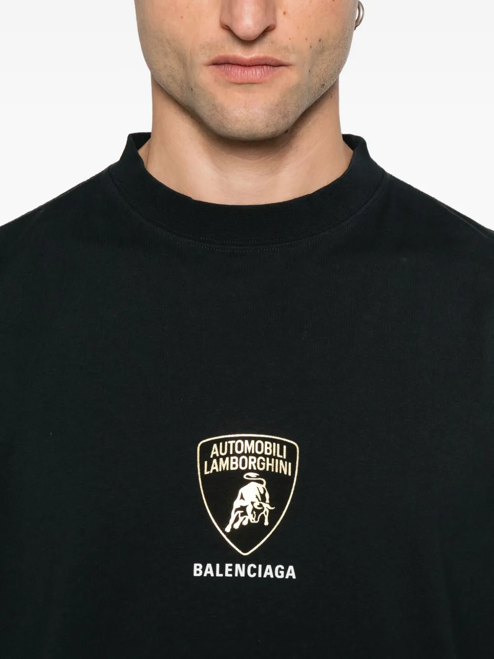 Balenciaga Automobili katoenen T-shirt met Lamborghini-embleem Zwart
