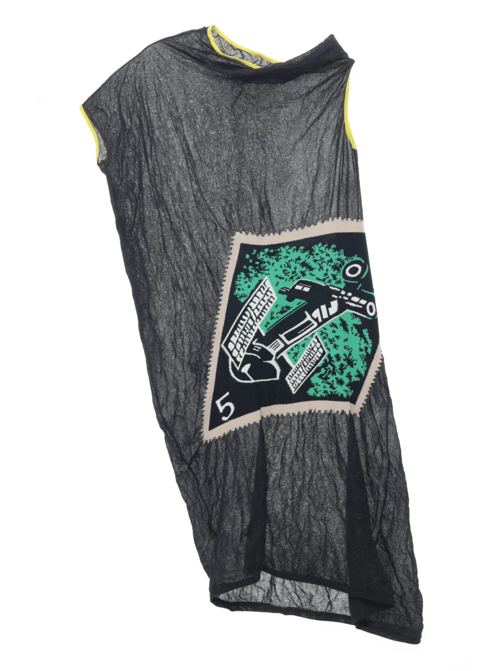 Satellite graphic-print asymmetric dress
