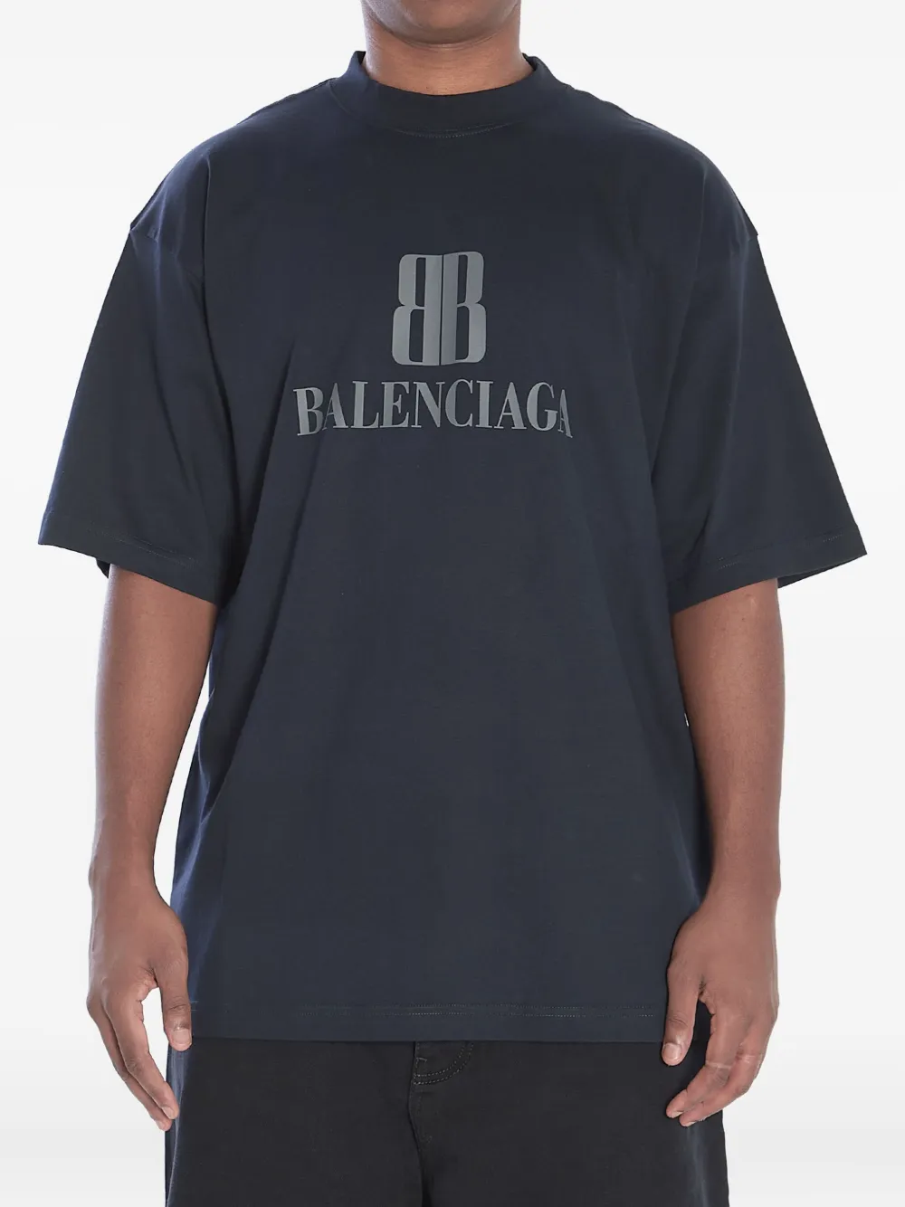 Balenciaga Nano BB katoenen T-shirt met logoprint Zwart
