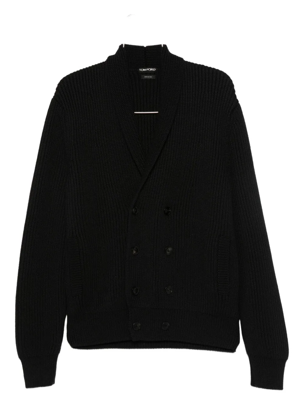 TOM FORD ribbed-knit double-breasted cardigan Zwart
