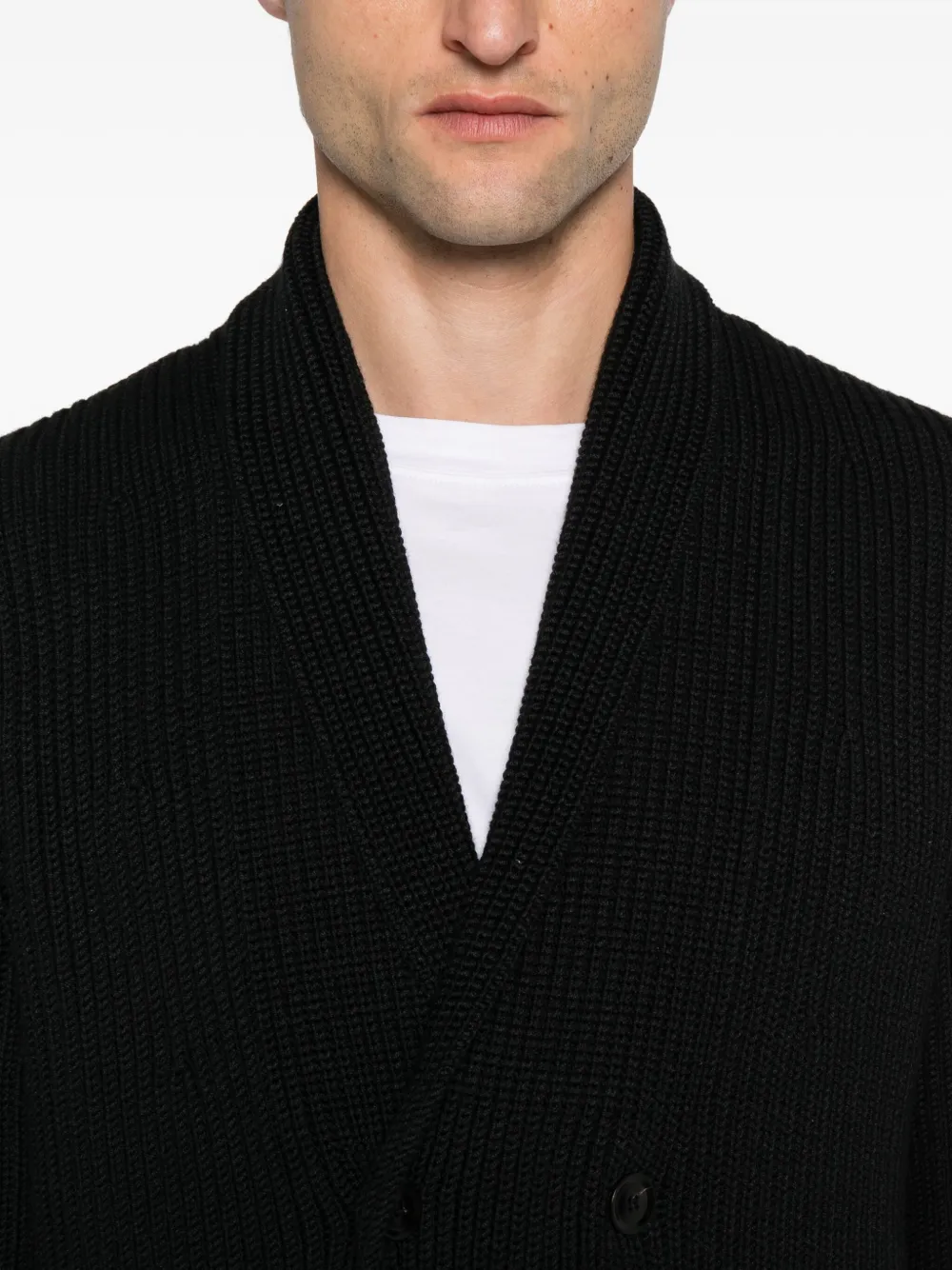 TOM FORD ribbed-knit double-breasted cardigan Zwart