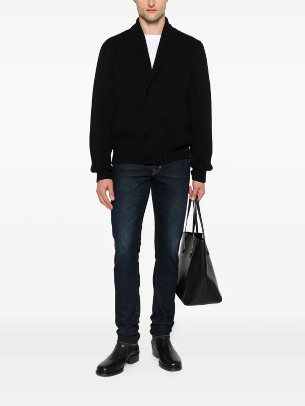 TOM FORD ribbed-knit double-breasted Cardigan | Black | FARFETCH
