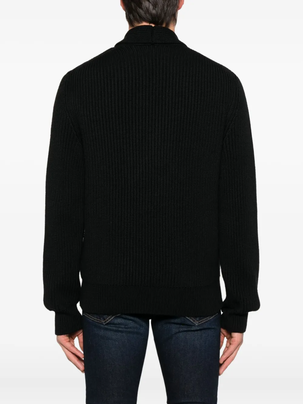 TOM FORD ribbed-knit double-breasted cardigan Zwart