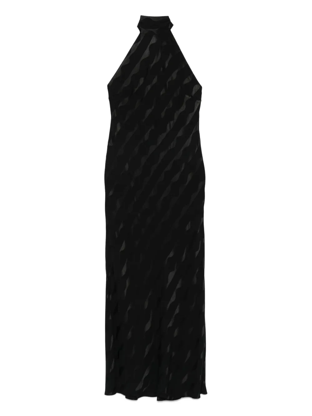 Rixo Maura jurk met halternek jacquard Zwart