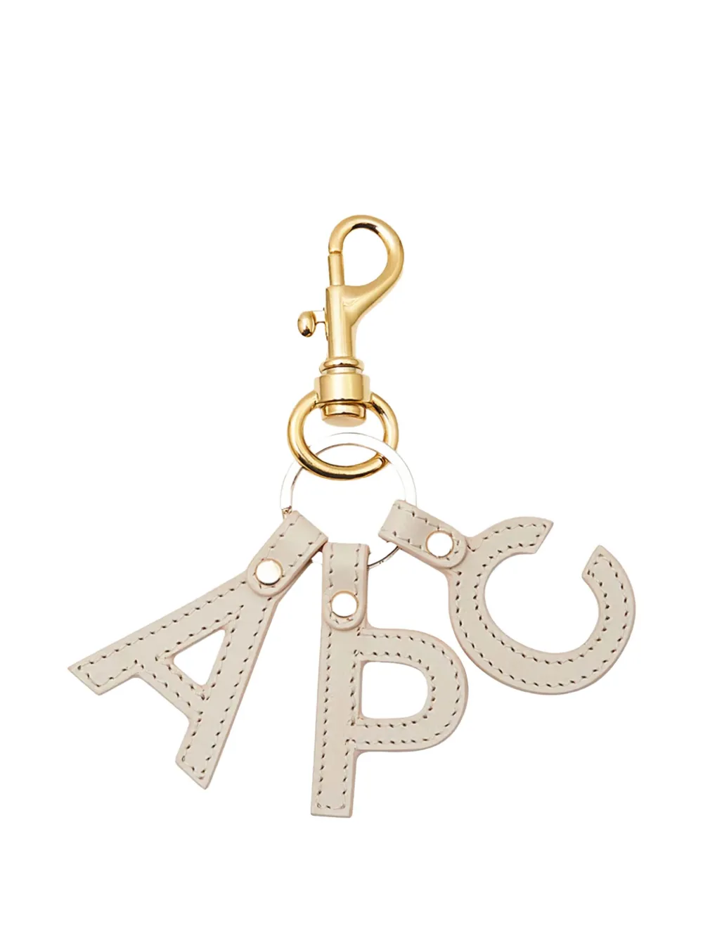 A.P.C. Letter leren sleutelhanger Beige