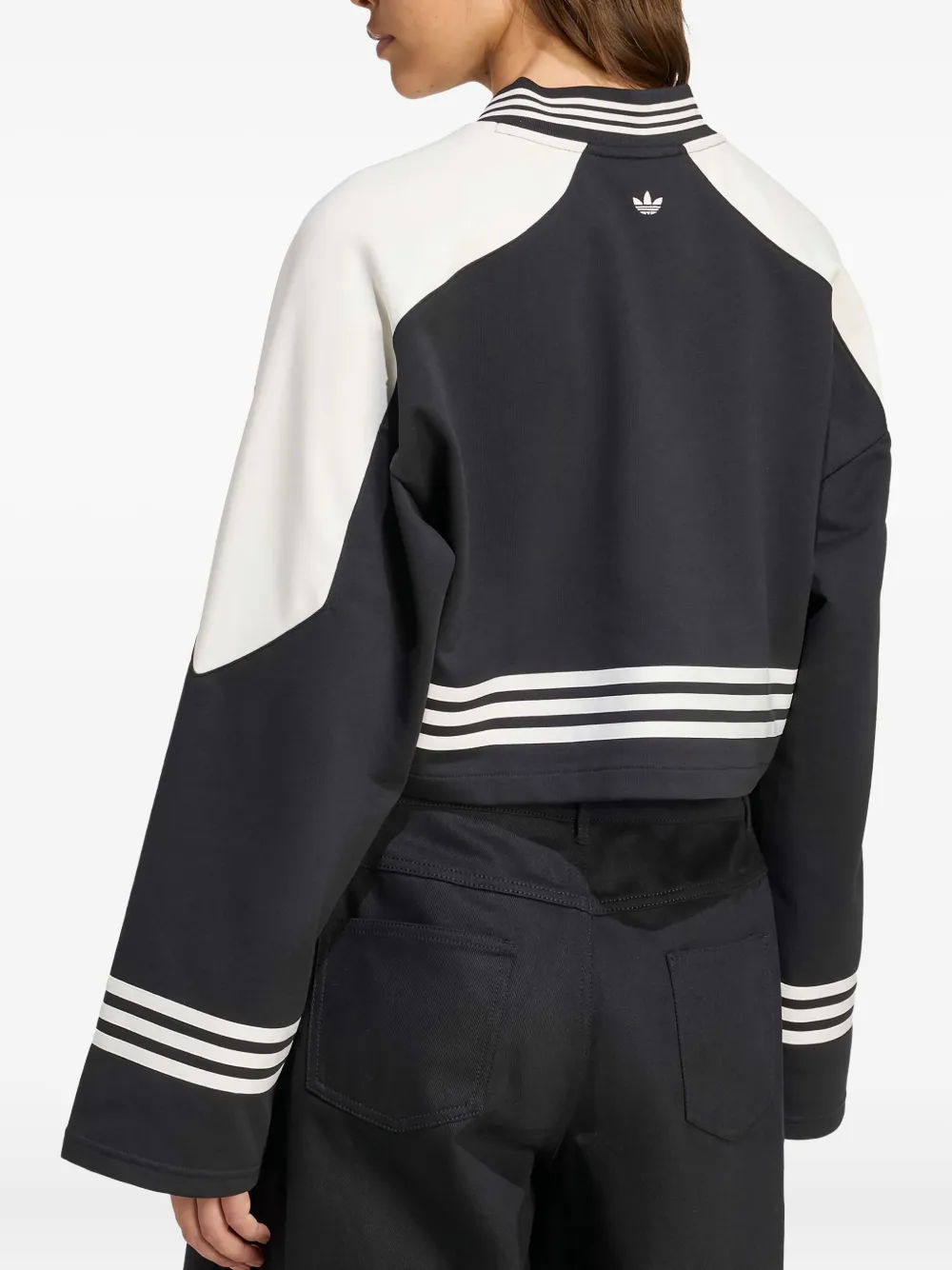 adidas colour-block cropped sweatshirt Zwart