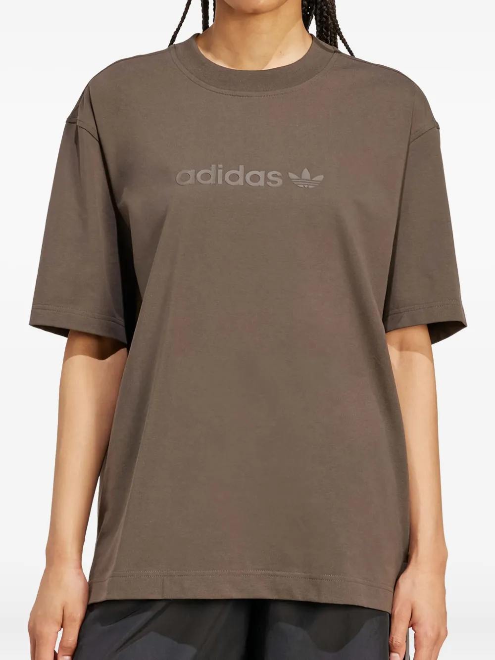 adidas logo-appliqué T-shirt Bruin