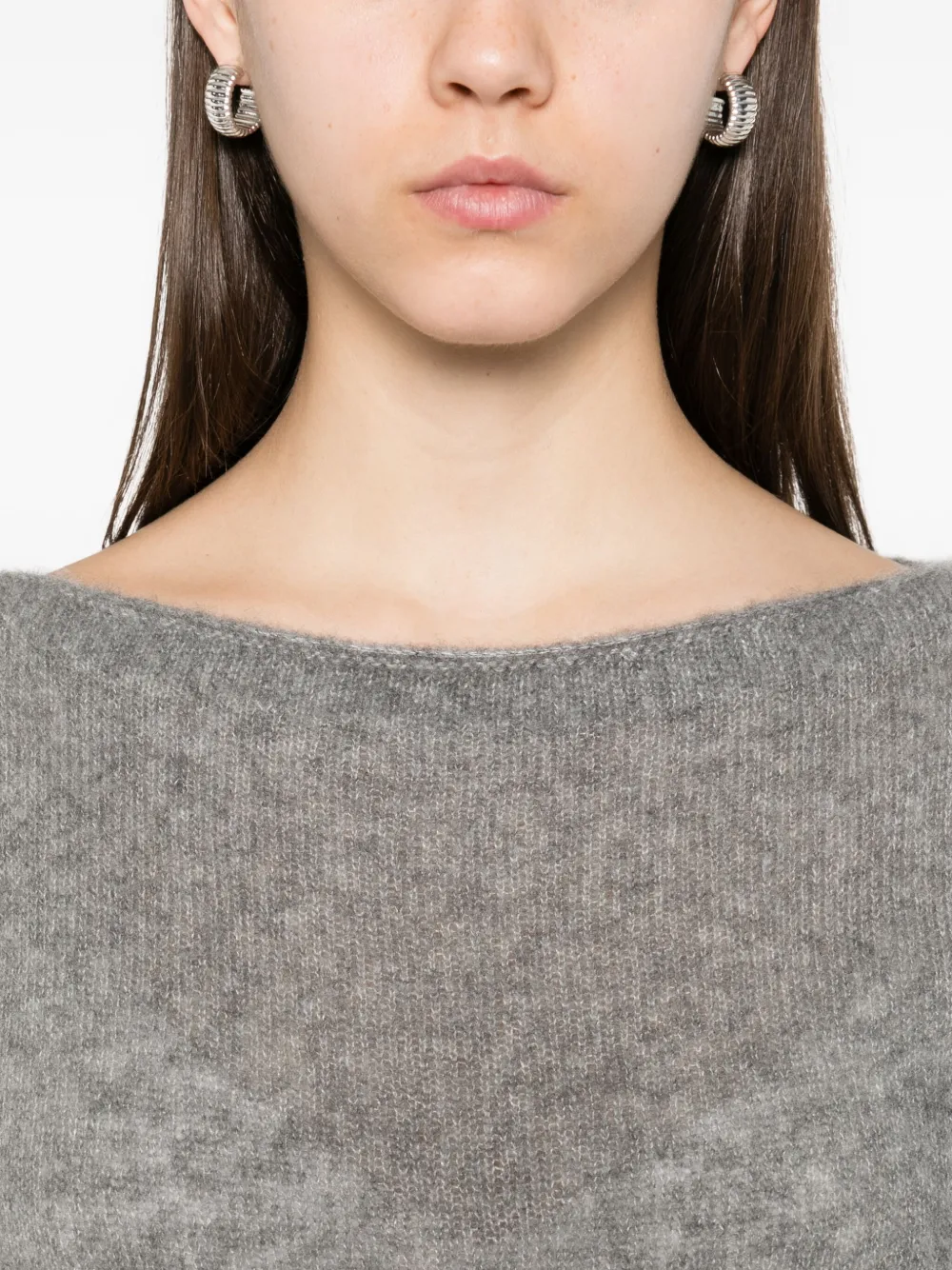 TOM FORD boat-neck cashmere-silk blend sweater Grijs