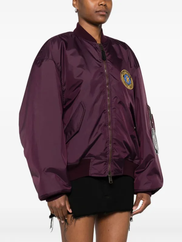 Balenciaga logo-patch Bomber Jacket | Purple | FARFETCH