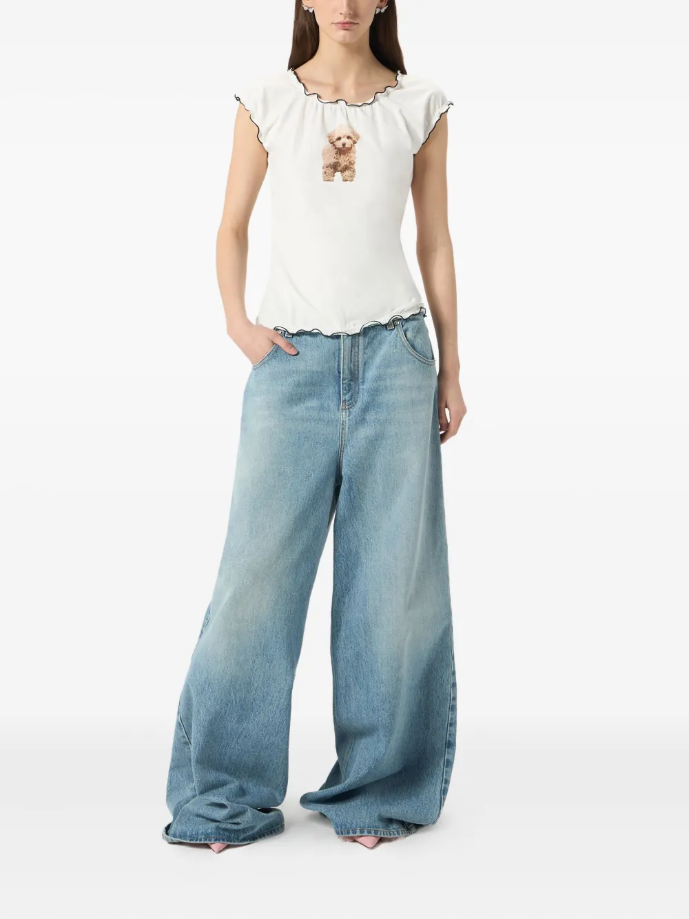 Blumarine ラッフル キャップスリーブ トップ | Tシャツ | Image 2