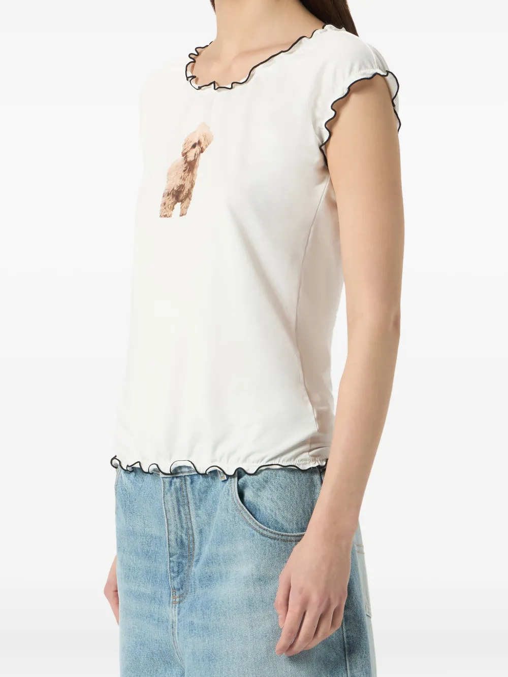 Blumarine Top met kapmouwen en ruches Wit